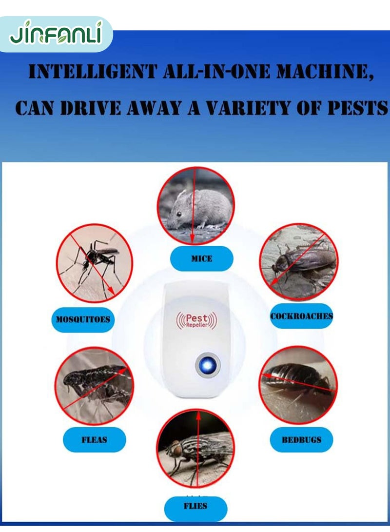 JINFANLI Ultrasonic Pest Repellent 4-pack, the latest indoor electronic pest repeller, suitable for insects, mosquitoes, mice, ants, cockroaches and other pests, non-toxic. - Image 2