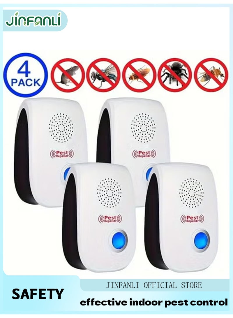 JINFANLI Ultrasonic Pest Repellent 4-pack, the latest indoor electronic pest repeller, suitable for insects, mosquitoes, mice, ants, cockroaches and other pests, non-toxic. - Image 1