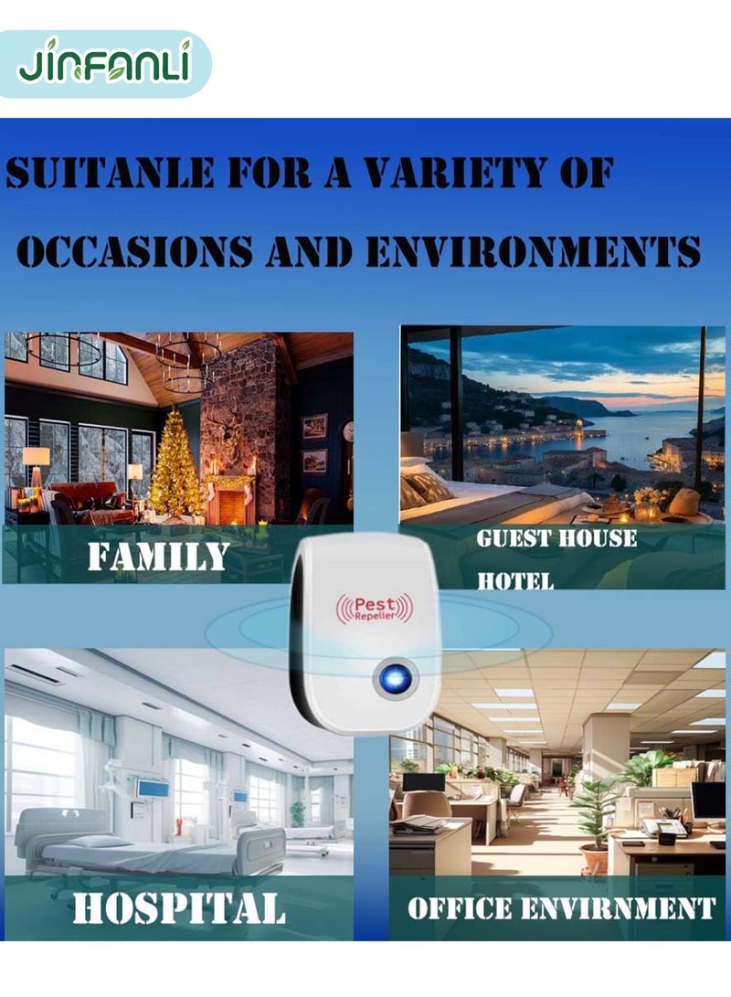 JINFANLI Ultrasonic Pest Repellent 4-pack, the latest indoor electronic pest repeller, suitable for insects, mosquitoes, mice, ants, cockroaches and other pests, non-toxic. - Image 3