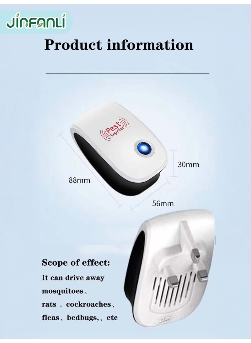 JINFANLI Ultrasonic Pest Repellent 4-pack, the latest indoor electronic pest repeller, suitable for insects, mosquitoes, mice, ants, cockroaches and other pests, non-toxic. - Image 5