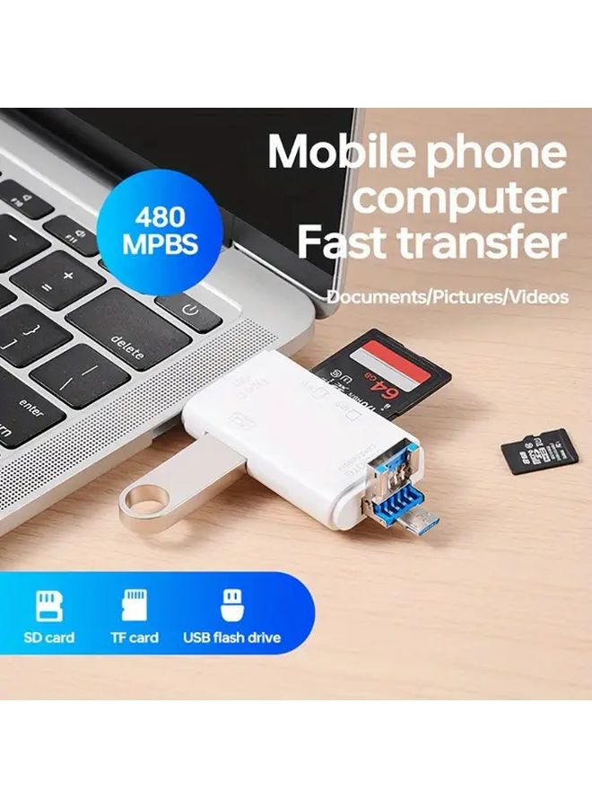F 05 ملون 6 في 1 محول محرك فلاش USB للهاتف قارئ بطاقة SD TF للكمبيوتر - Image 1