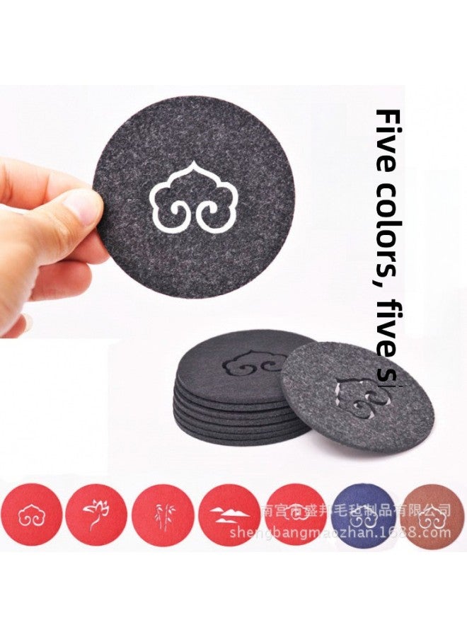 Manufacturers Make Pot Mat Creative Such As Yixiang Moire Felt Absorbent Pot Mat Cup Mat Tea Mat Zero With Pot Wholesale-Color:Ruyi 9cm-Specifications:Wine Red