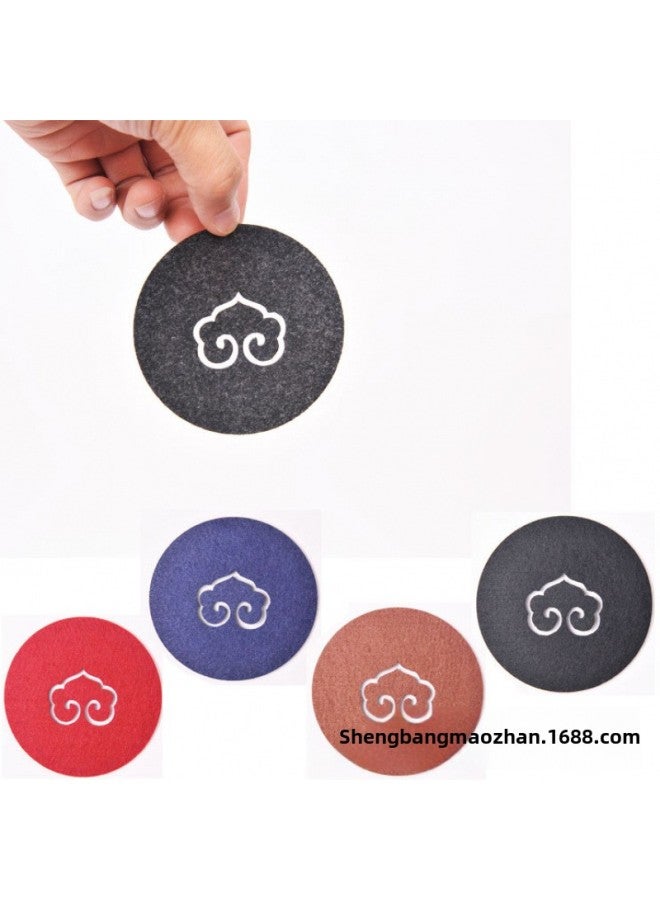Manufacturers Make Pot Mat Creative Such As Yixiang Moire Felt Absorbent Pot Mat Cup Mat Tea Mat Zero With Pot Wholesale-Color:Ruyi 9cm-Specifications:Wine Red
