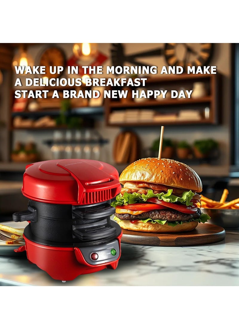 RAF - Burger Maker, Burger Maker Machine Electric, Breakfast Sandwich Maker with Egg Cooker Ring - Image 1