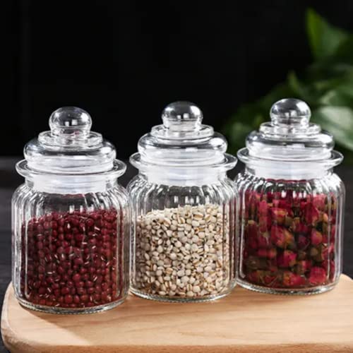 MUAC Glass Container Jar With Lid For Kitchen Small Jars For Kitchen Storage Pop Jar Glass Jar Food Storage Containers For Storing Spices,Jam,Honey,Aachar,Sugar,Coffee Beans (350Mll, 3Pc),Transparent - Image 1
