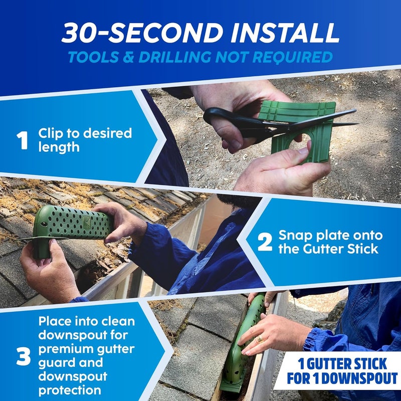 Gutter Stick Store Downspout Guard - Prevents Clogs, Overflows & Water Damage - Universal Fit for All Gutters - Easy No-Tool Install - Weatherproof & Durable - Keeps Debris Out, Water Flowing - 1 Pack - Image 4