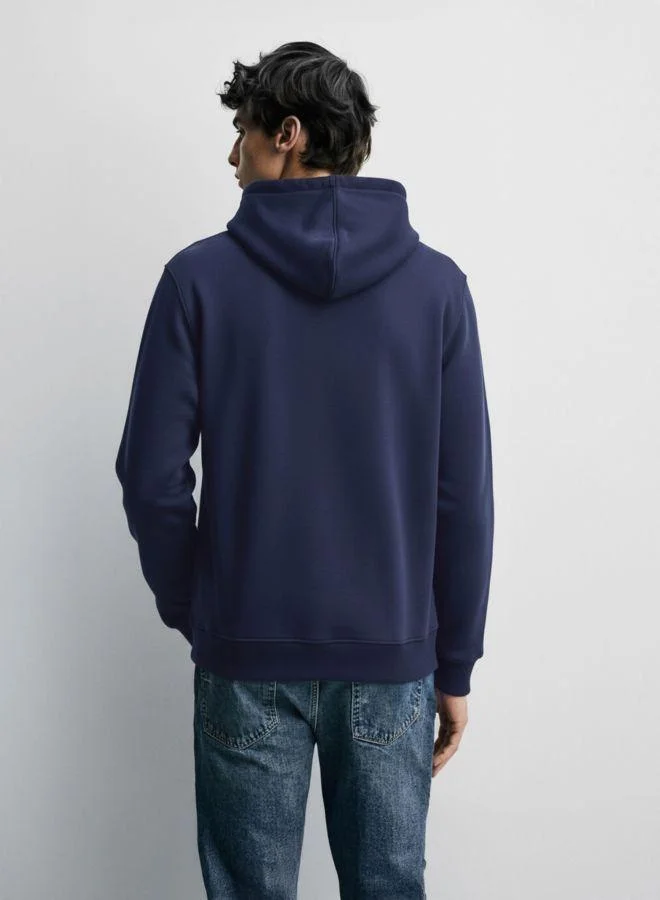 The Indian Garage Co Men Relaxed Fit Embroidered Hooded Neck Full Sleeves Sweatshirt