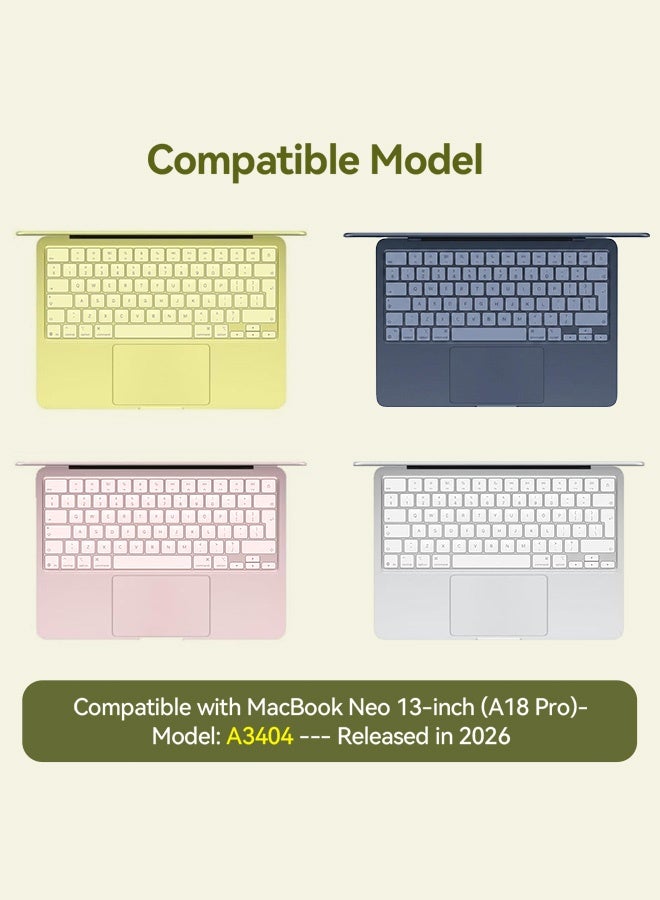 بشكل مختصر حافظة لجهاز MacBook Neo مقاس 13 بوصة بسعة 256/512 جيجابايت مزود بميزة Touch ID (إصدار 2026) طراز A3404، حافظة صلبة للكمبيوتر المحمول، مقاومة لبصمات الأصابع والخدوش، متينة، فائقة النحافة، متوافقة مع جهاز MacBook Neo مقاس 13 بوصة المزود بشريحة A18 Pro (شفافة) - Image 2