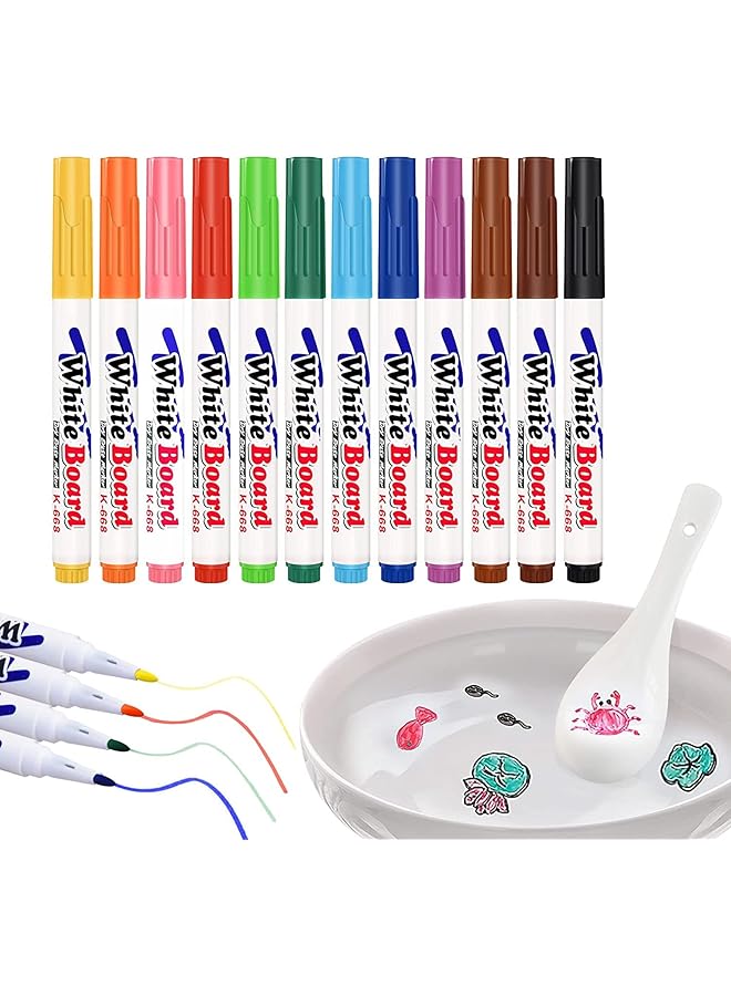 إيروريكس قلم رسم مائي سحري مكون من 12 لونًا، أقلام رسم سحرية، قلم سبورة بيضاء، قلم مقاوم للماء، أقلام رسم مائية عائمة، أقلام رسم للأطفال، هدية رسم للكبار، أقلام رسم ملونة صديقة للبيئة - Image 1
