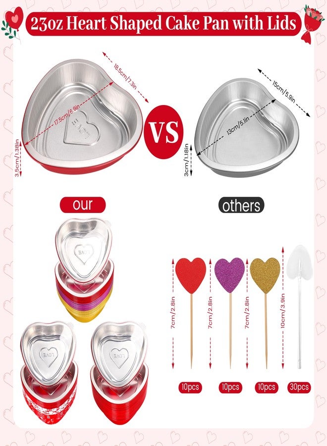 yeload 24 Pack 8 Inch Heart Shaped Cake Pans with Lids, 23oz Large Disposable Foil Heart Pans for Valentine's & Mother's Day, Aluminum Heart Cake Pans, Valentine's Day Baking Kit (Red) - Image 3