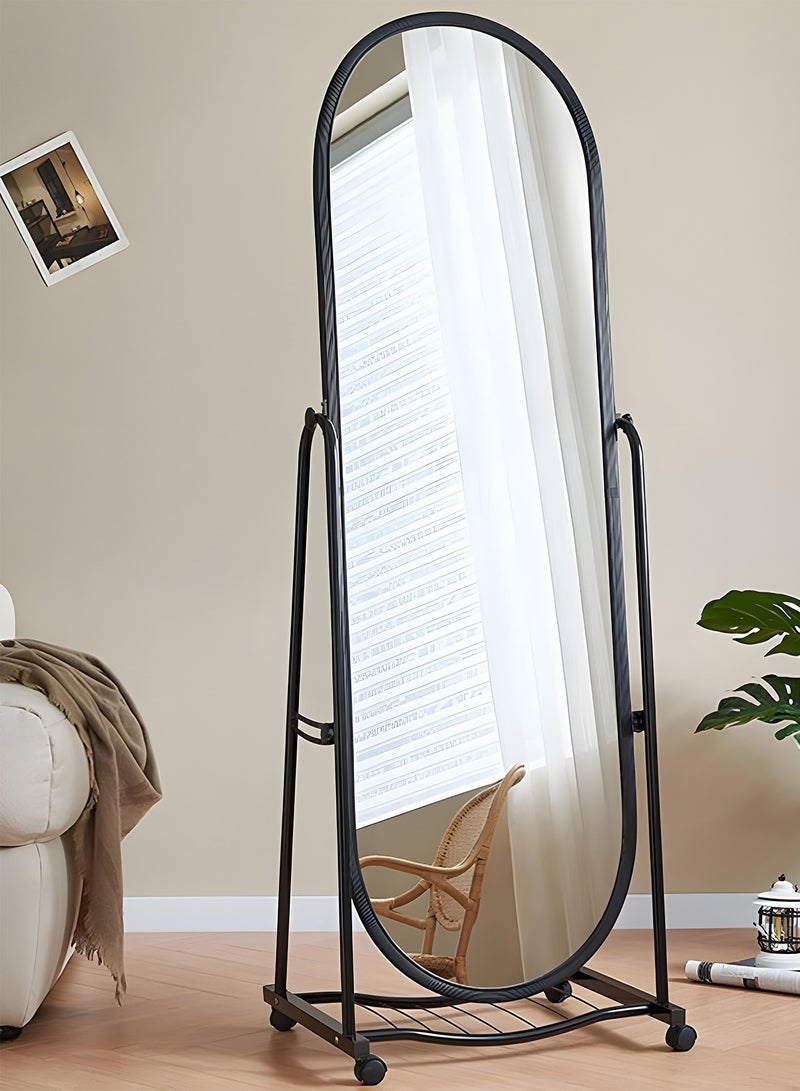 Taimi Elegant Mirror 160x38cm - Decorative Mirror with Strong Black Stand - Dressing Mirror with 4 wheels for easy movement  - Image 1