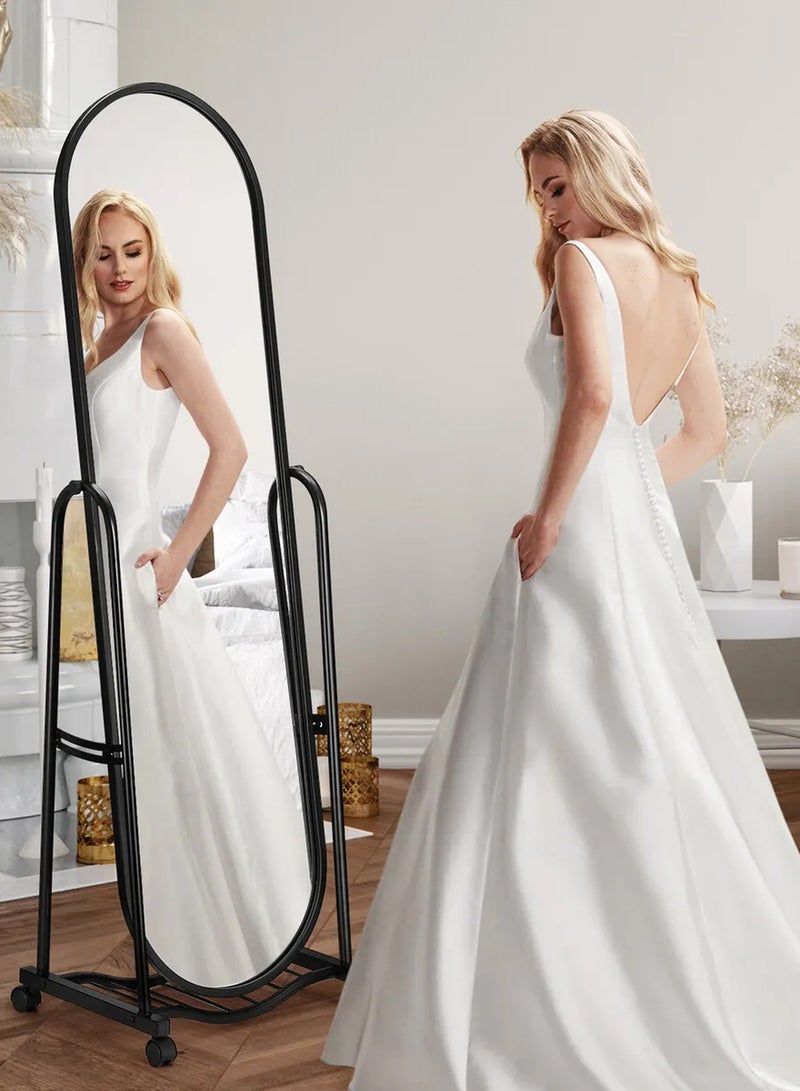 Taimi Elegant Mirror 160x38cm - Decorative Mirror with Strong Black Stand - Dressing Mirror with 4 wheels for easy movement - Image 2