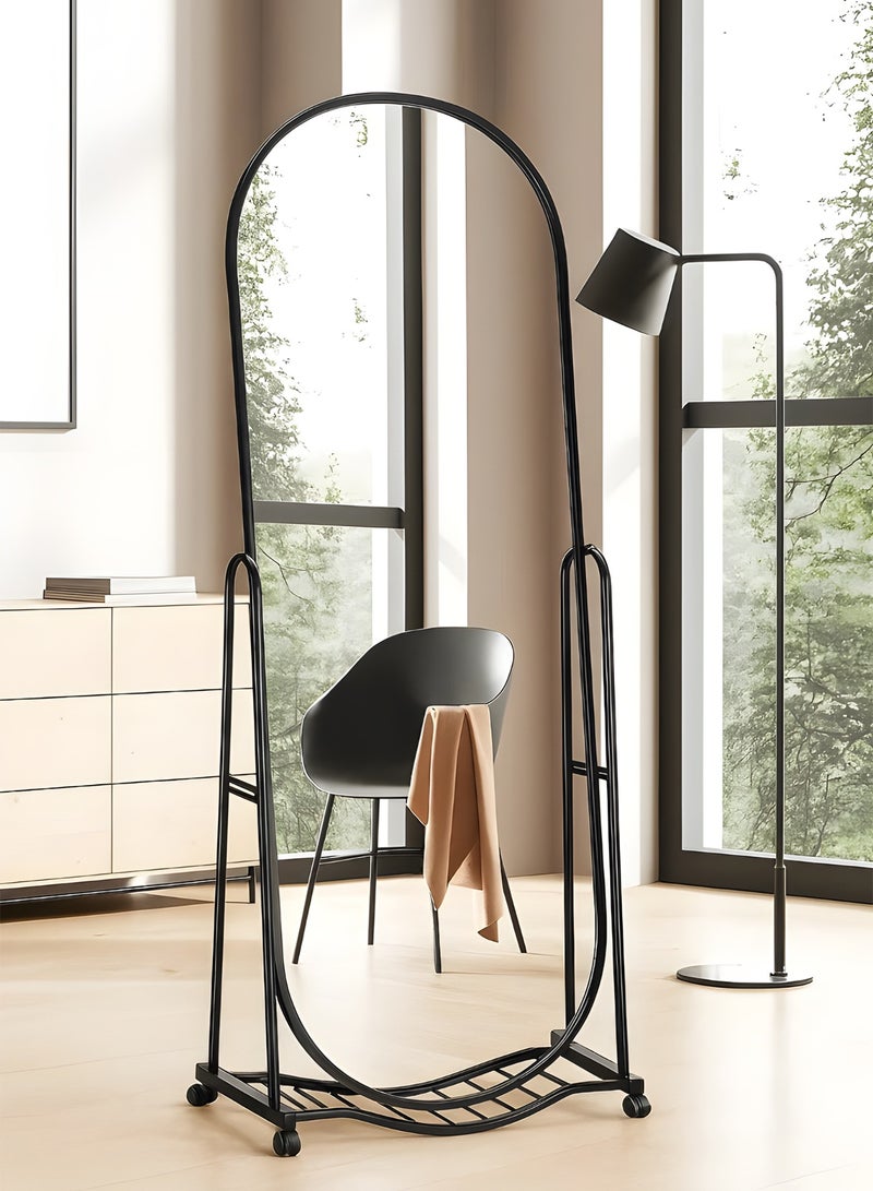 Taimi Elegant Mirror 160x38cm - Decorative Mirror with Strong Black Stand - Dressing Mirror with 4 wheels for easy movement - Image 1