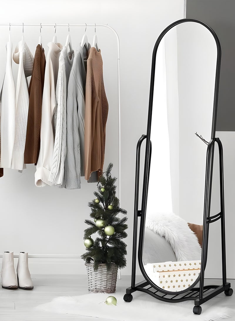 Taimi Elegant Mirror 160x38cm - Decorative Mirror with Strong Black Stand - Dressing Mirror with 4 wheels for easy movement - Image 3