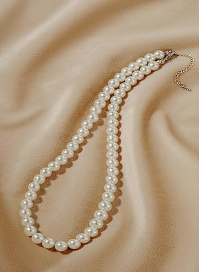 RECTYO GALLERY1Psc Premium Round Imitation Pearl Necklace Wedding Pearl Necklace for Brides - Image 2