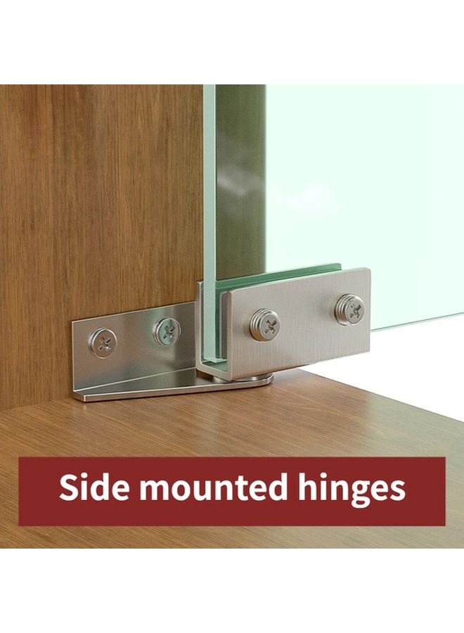 1 Set Contemporary Metal Glass Hinges With Integrated Rotating Clamp Side Mount Design - Image 2