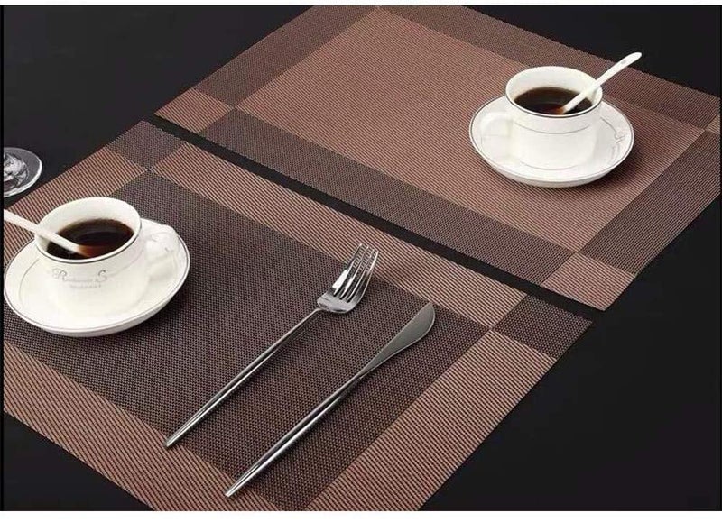 Ramkuwar PVC Placemat 8 PCS of Non Slip Place Mats Washable Vinyl Placemats Set of 8 Brown - Image 4