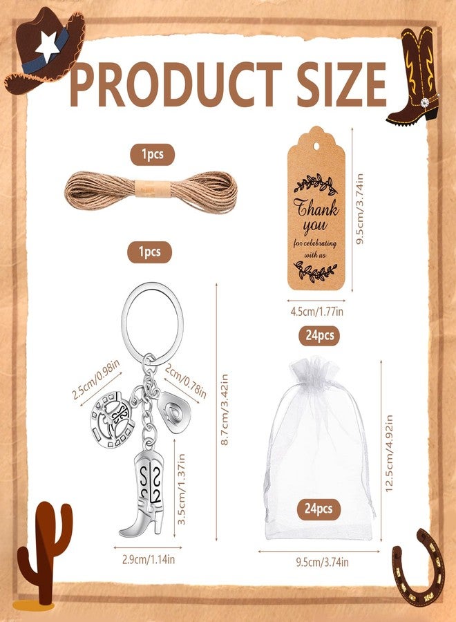 Winocbxt 50 Set Western Keychains, Hat Boot Horseshoe Keyrings Country Themed Wedding Bridal Baby Shower Gifts for Guests (Silver) - Image 3