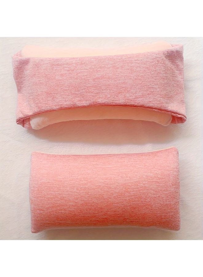 وسادة رقبة محمولة وردية وقناع عين للسفر أو القيلولة في المكتب مع حزام قابل للتعديل - Image 1