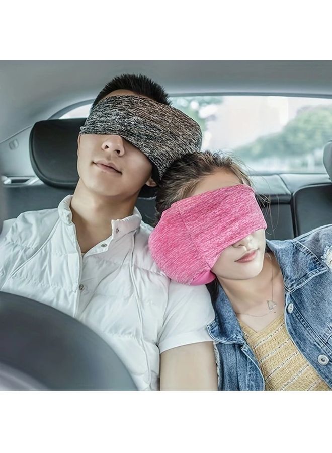 وسادة رقبة محمولة وردية وقناع عين للسفر أو القيلولة في المكتب مع حزام قابل للتعديل - Image 2