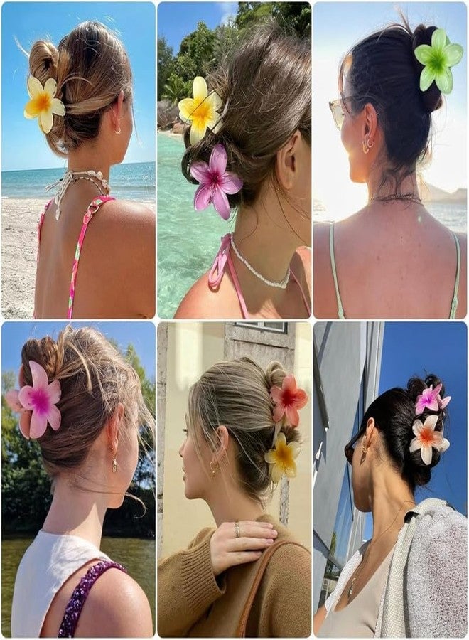 YANWENX Pack of 8 Flower Hair Clips - Colourful Hawaiian Flower-Shaped Claw Clips for Women, Non-Slip Hair Accessories for Thick & Thin Hair - Image 2