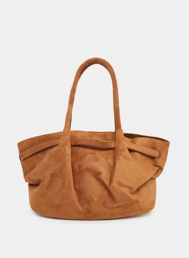 ستايلي Styli Suede Look Shoulder Bag with Belt Detail