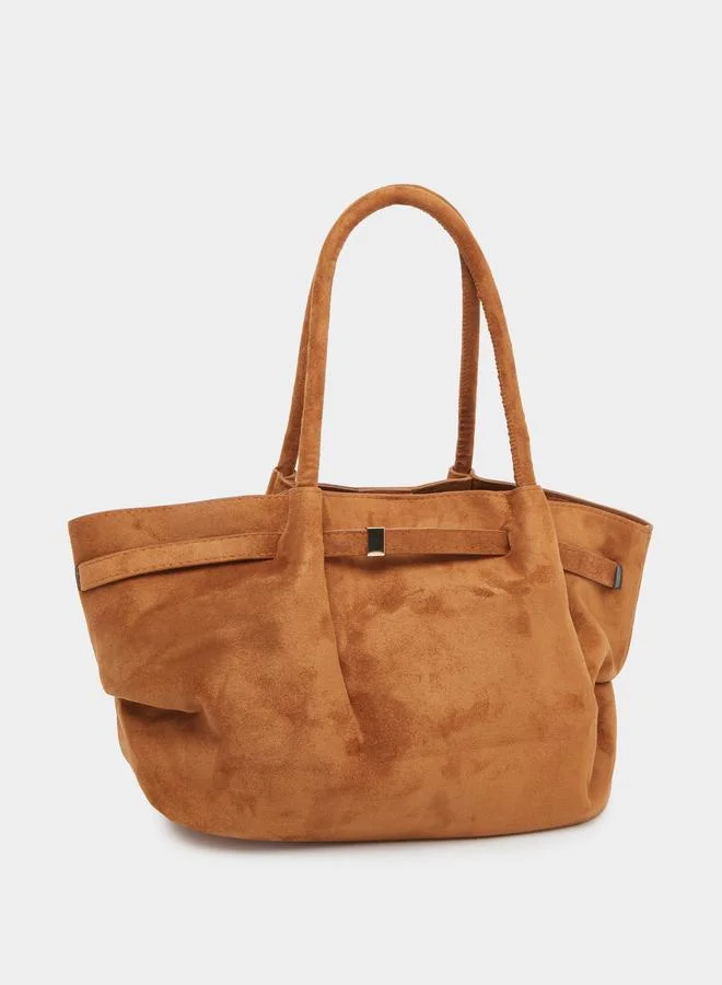 ستايلي Styli Suede Look Shoulder Bag with Belt Detail
