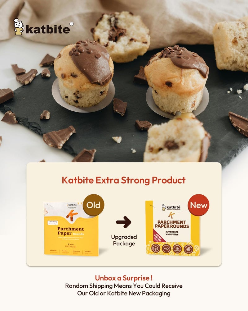Katbite 4 Inch 400Pcs Parchment Paper Rounds, Round Parchment Paper for Cake Baking, Air Fryer Liners, Freezing, Tortilla Press(2 Pack of 200Pcs) - Image 3