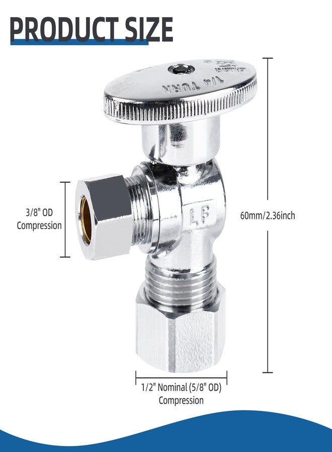 BH (10 Pack) BH Angle Stop Valve 1/2" Nominal Compression x 3/8" OD, 1/4-Turn Shut Off Valve, Chrome Plated Brass, for Bathroom Toilet Kitchen Shower Plumbing - Image 5
