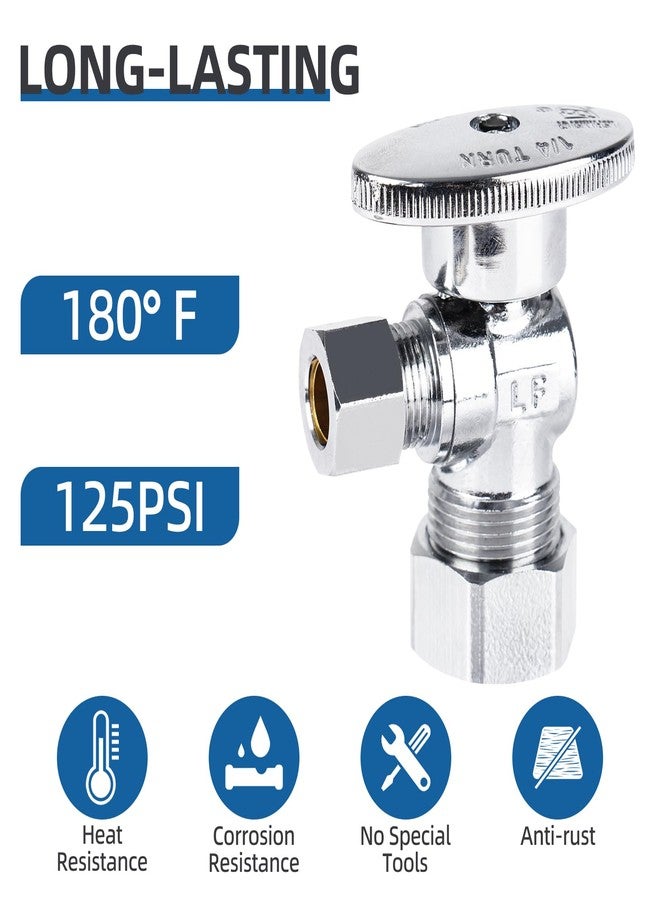 BH (10 Pack) BH Angle Stop Valve 1/2" Nominal Compression x 3/8" OD, 1/4-Turn Shut Off Valve, Chrome Plated Brass, for Bathroom Toilet Kitchen Shower Plumbing - Image 3