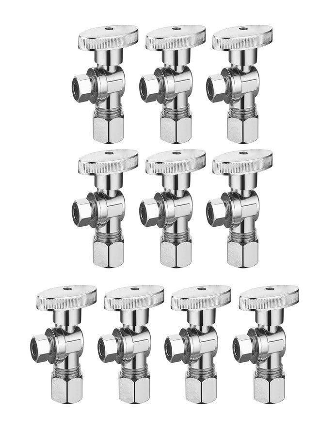 BH (10 Pack) BH Angle Stop Valve 1/2" Nominal Compression x 3/8" OD, 1/4-Turn Shut Off Valve, Chrome Plated Brass, for Bathroom Toilet Kitchen Shower Plumbing - Image 1