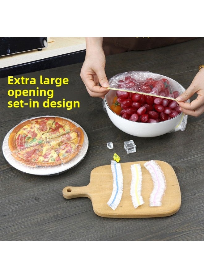 Color Disposable Plastic Wrap Tear-free Cover Set Food Grade PE Material Special Bowl Set Household Fresh-keeping Bag Wholesale-Specifications:Boutique Bear (white)  - Image 4