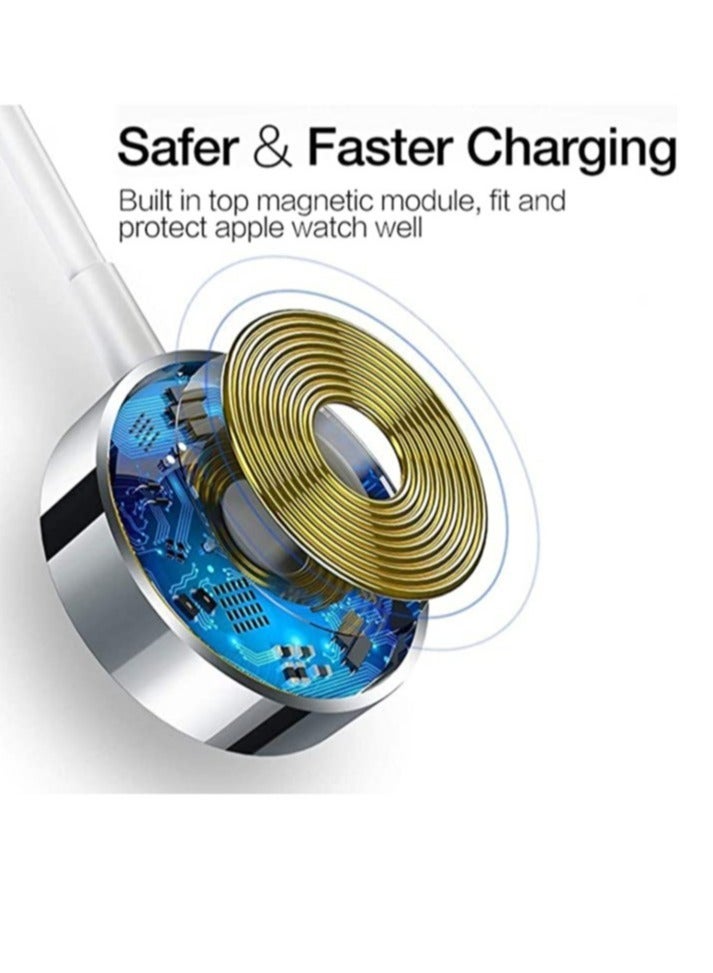 Updated Version Certified Magnetic Wireless Portable Watch Charger Charging Cable Charger Charging Cable Cord Compatible For Apple Watch Series (6/5/4/3/2/1) - White - Image 3