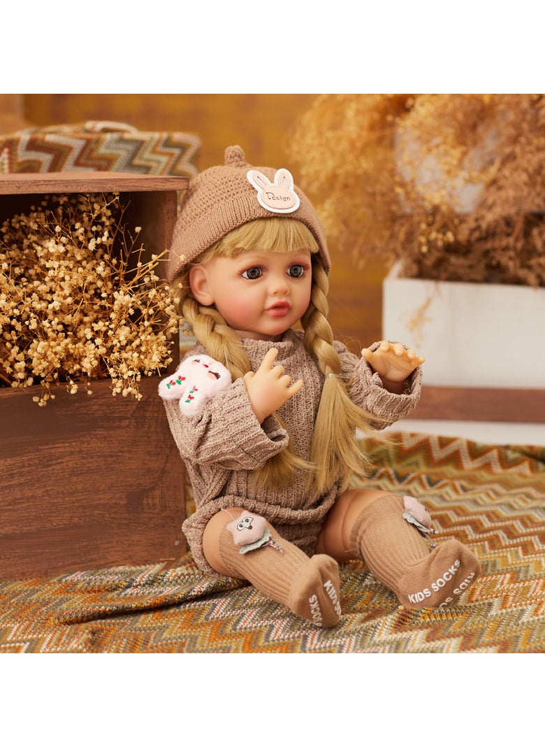 OLUDENIZ Realistic Full Silicone Baby Doll – 55 cm Tall,  Lifelike Features and Fashionable Outfits  - Image 5