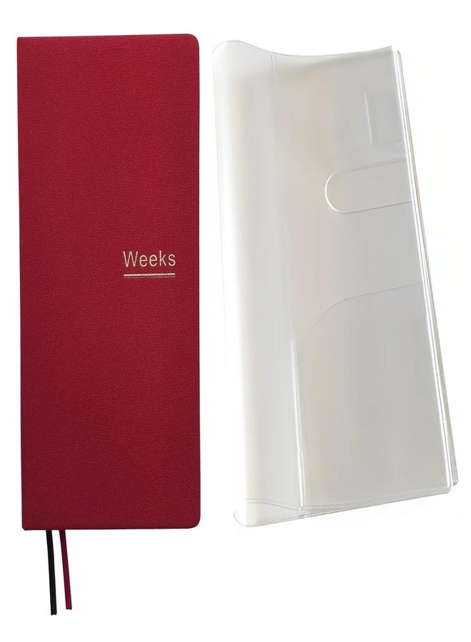 receip Undated Weekly Planner Notebook Pocket Organizer Appointment Book Journal Notebook A6 Week Plan Notepad (Red with cover) - Image 1