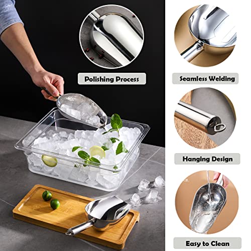CADAVO Metal Ice Scoop 6 Oz，Kitchen Ice Scooper for Ice Maker, Small Food Scoops for Bar Party Wedding Pet Dog Food, Stainless Steel Silver - Image 4