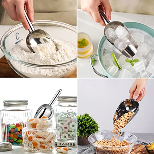 CADAVO Metal Ice Scoop 6 Oz，Kitchen Ice Scooper for Ice Maker, Small Food Scoops for Bar Party Wedding Pet Dog Food, Stainless Steel Silver - Image 3