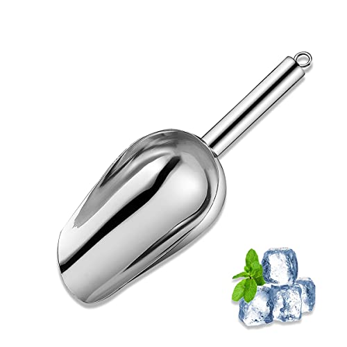 CADAVO Metal Ice Scoop 6 Oz，Kitchen Ice Scooper for Ice Maker, Small Food Scoops for Bar Party Wedding Pet Dog Food, Stainless Steel Silver - Image 1
