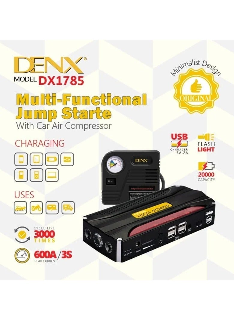 Denx DX1785 portable car starter subscription battery + 20000 mAh multi-use air blower - Image 2