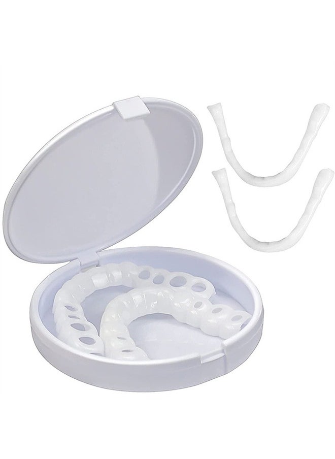 Crazylife - Instant Veneers Dentures, Upper Lower Teeth Artificial Dentures Silicone Prosthetic Teeth Decoration, Cosmetic Veneers Teeth Temporary Fake Teeth Smile Teeth Veneers, for Men Women with Bad Teeth - Image 1