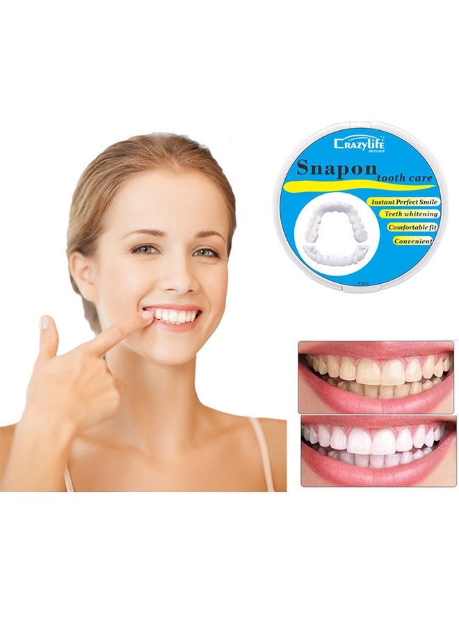 Crazylife - Instant Veneers Dentures, Upper Lower Teeth Artificial Dentures Silicone Prosthetic Teeth Decoration, Cosmetic Veneers Teeth Temporary Fake Teeth Smile Teeth Veneers, for Men Women with Bad Teeth - Image 1