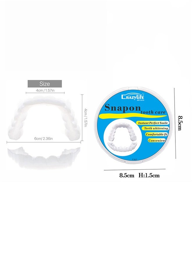 Crazylife - Instant Veneers Dentures, Upper Lower Teeth Artificial Dentures Silicone Prosthetic Teeth Decoration, Cosmetic Veneers Teeth Temporary Fake Teeth Smile Teeth Veneers, for Men Women with Bad Teeth - Image 1