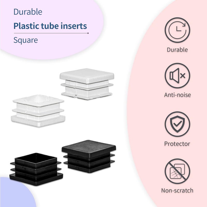 Flyshop 60 x 60 mm, 2-3/8" x 2-3/8" OD Square Tubing End Caps Black Plastic Pipe Tube Plugs Chair Glide Insert 8 Pack - Image 5