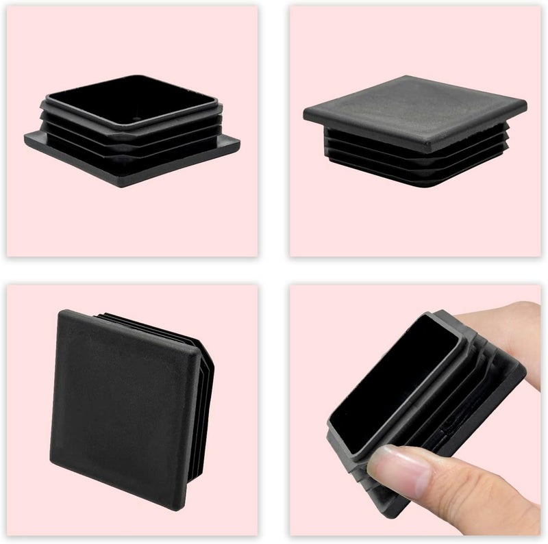 Flyshop 60 x 60 mm, 2-3/8" x 2-3/8" OD Square Tubing End Caps Black Plastic Pipe Tube Plugs Chair Glide Insert 8 Pack - Image 3