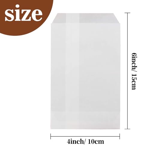 MAQIHAN 100 Glassine Wax Papper Bags - Glassine Envelopes Wax Paper Sandwich Food French Fry Bags Individual Cookie Sleeves Cake Slices Soap Bars Packaging Treat Bags Desserts Baked Goods Wrappers Bag - Image 3