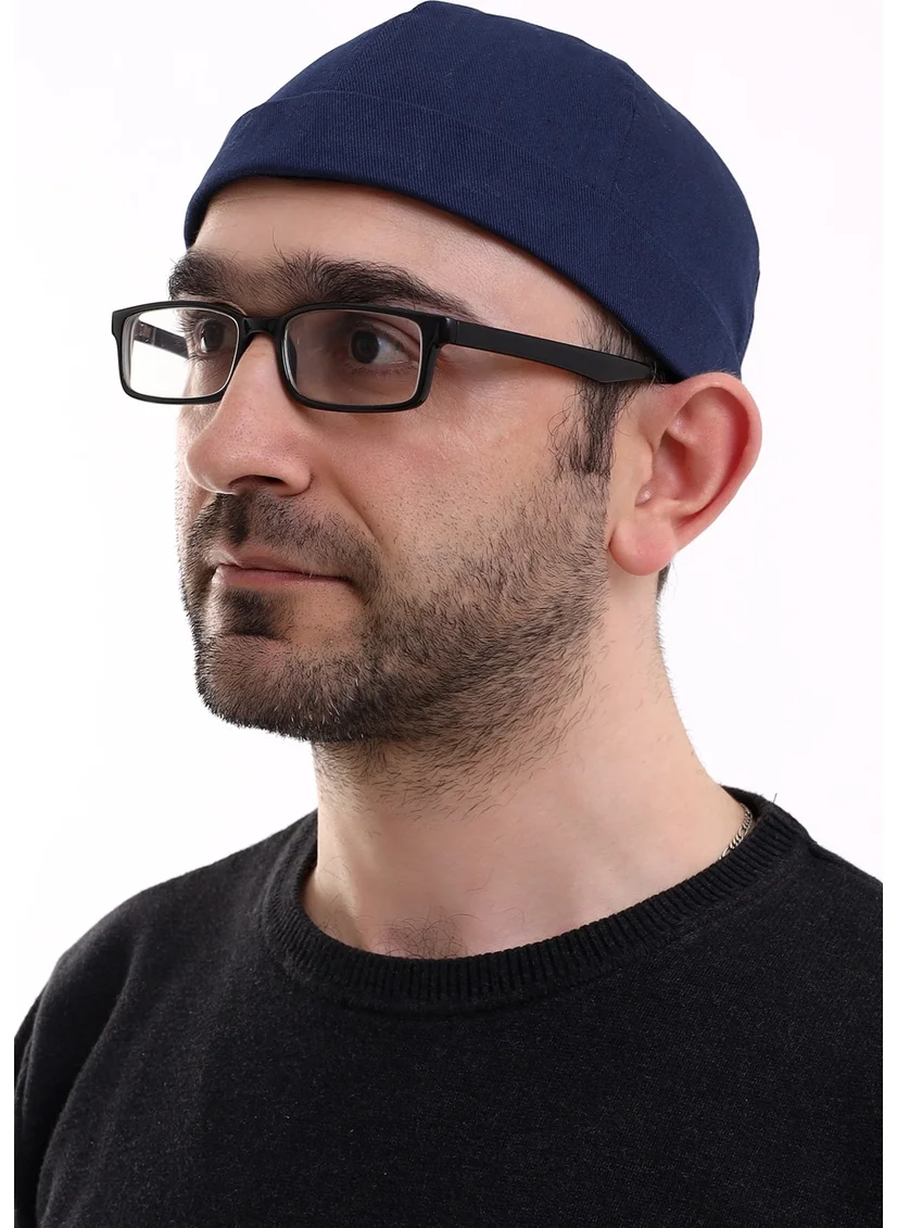 İhvan Online Adjustable Velcro Men's Beret Skullcap - Navy Blue