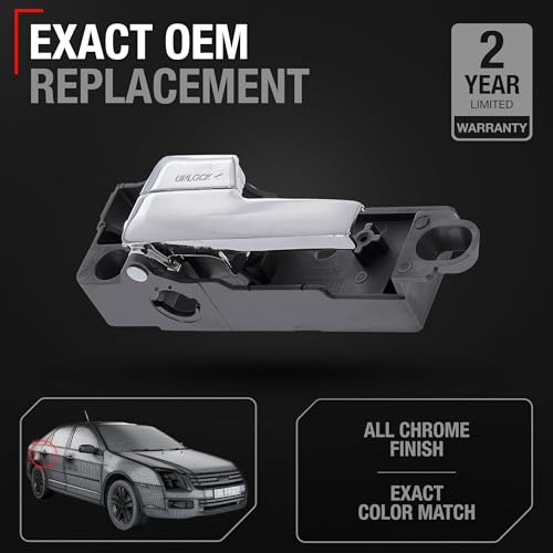 T1A Interior Rear Passenger Door Handle Replacement Upgraded Metal Compatible with 20062012 Ford Fusion 0612 Lincoln MKZ 0611 Mercury Milan All Chrome OEM BE5Z5422601A 81704 - Image 3