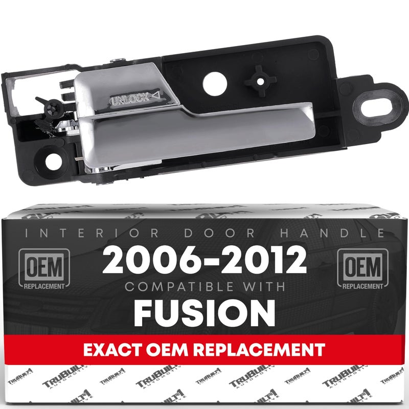 T1A Interior Rear Passenger Door Handle Replacement Upgraded Metal Compatible with 20062012 Ford Fusion 0612 Lincoln MKZ 0611 Mercury Milan All Chrome OEM BE5Z5422601A 81704 - Image 2