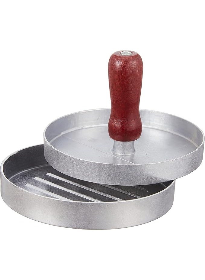 Professional Aluminum Burger Press with Wooden Handle – Non-Stick Round Mold for Beef, Chicken, and Veggie Burgers – Tool for Making Uniform Burgers for Grilling and Home Cooking - Image 3