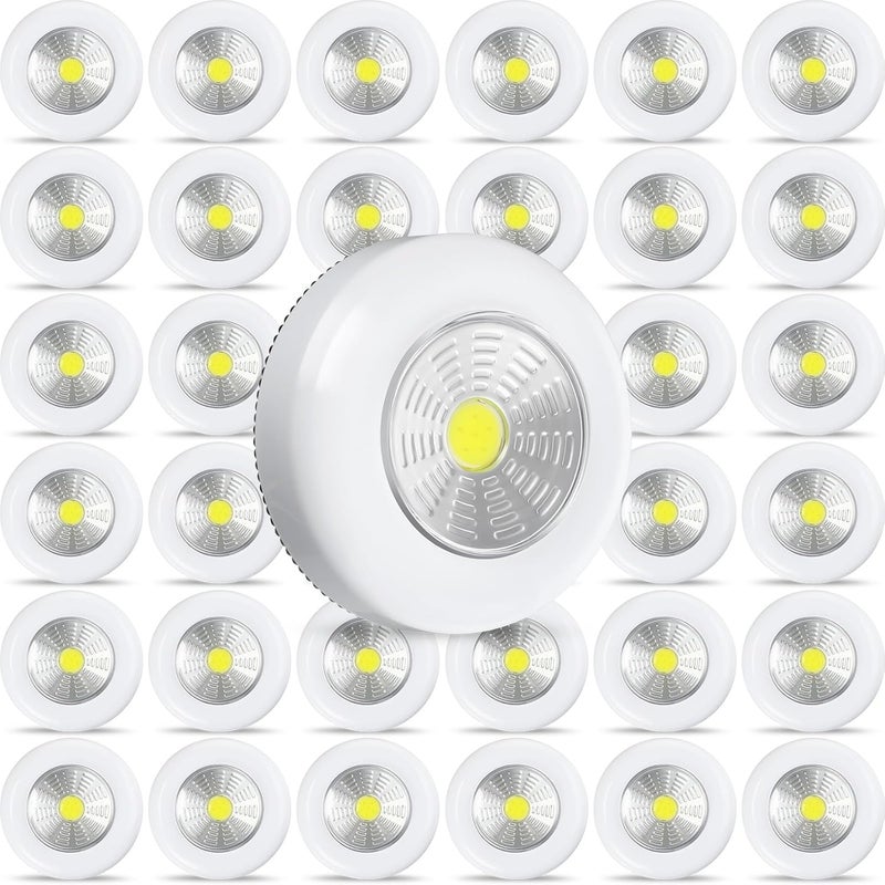 Macarrie Macarrie 36 Pcs LED Puck Wireless Ceiling Lights 60 Lumens Mini Touch Battery Operated Portable Stick on Lights for Counter Wall Kitchen White  - Image 1